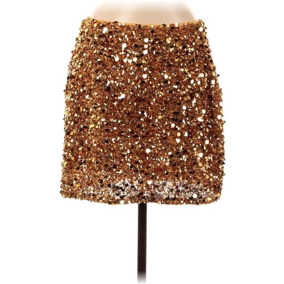 Zara Gold Sequin Mini Skirt Medium NWT $70 - Picture 1 of 8